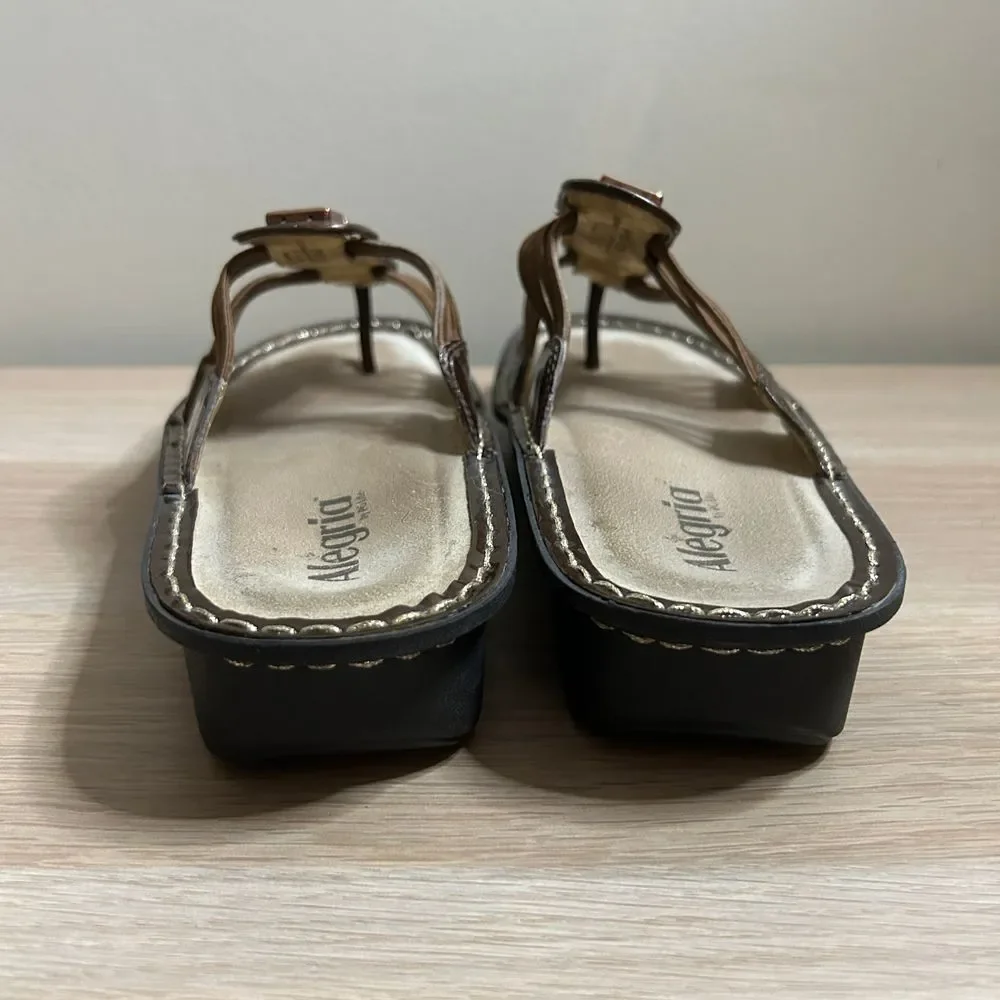 Alegria Sandals Women 42 US 11.5 Pisa Bronze Patent Leather Studs Slip On Slides